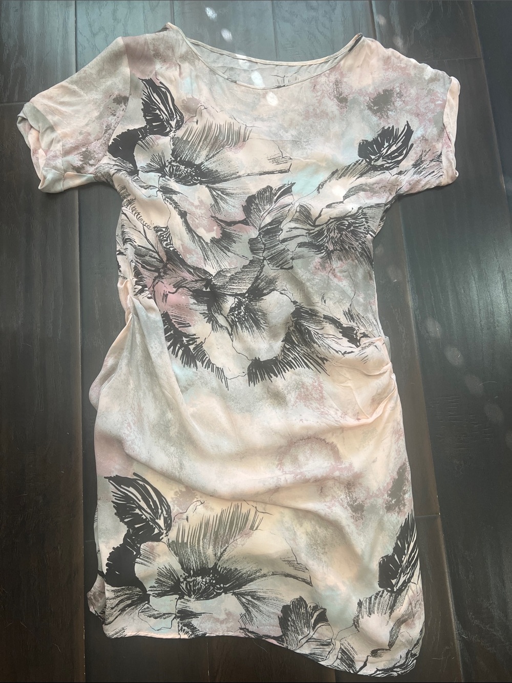BCBG Pink and Grey Off the Shoulder Dress, size L